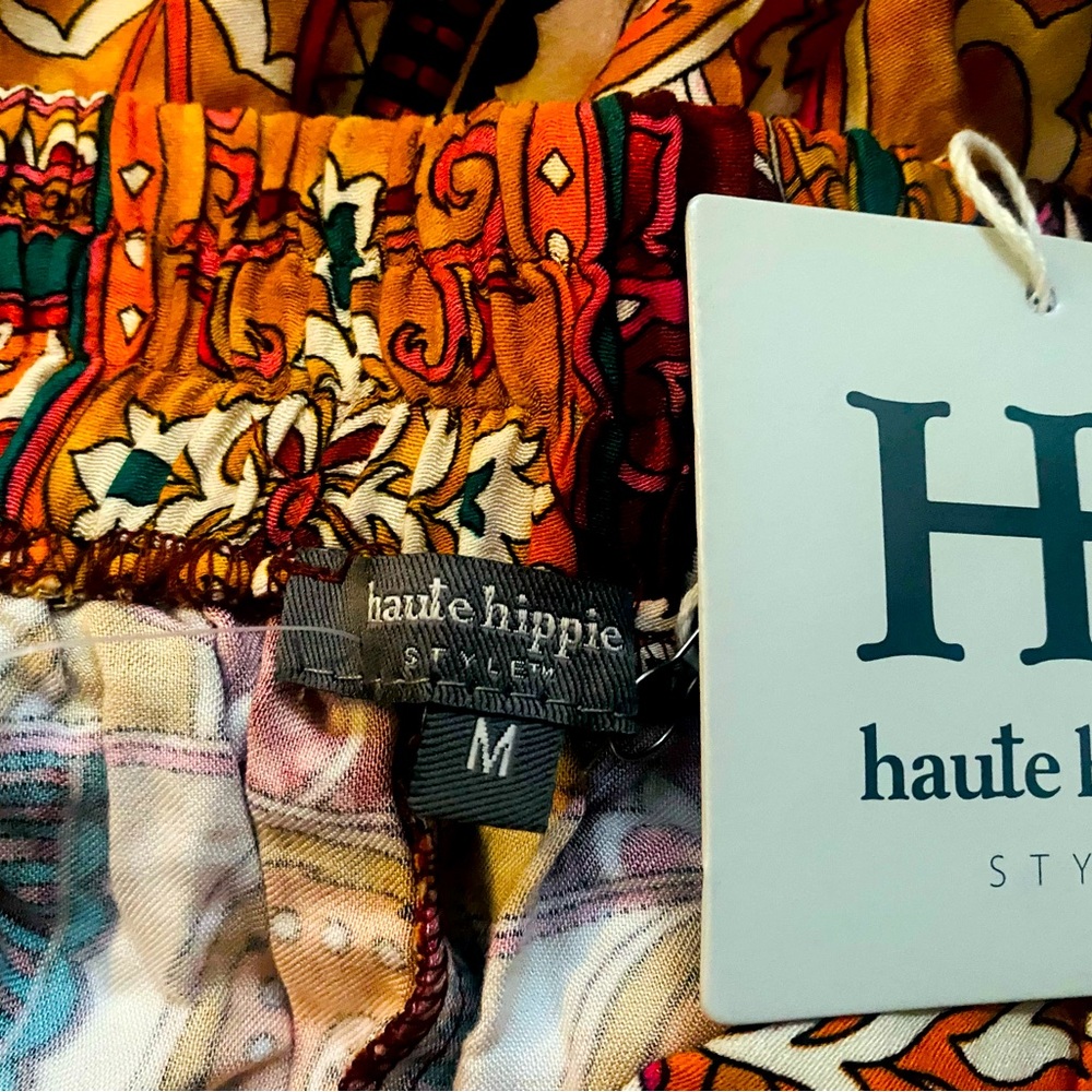 Haute Hippie multicolor geometric print high waisted wide leg palazzo pant - Picture 12 of 15